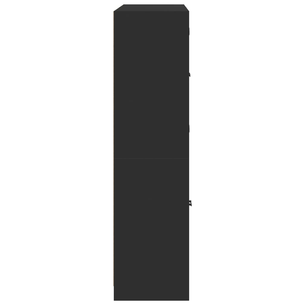 Bibliothèque avec portes noir 136x37x142 cm bois d'ingénierie - XIOS