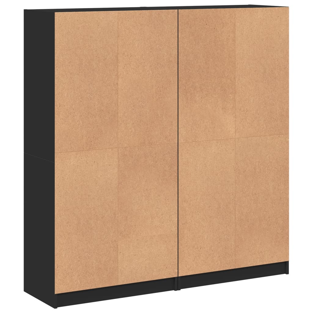Bibliothèque avec portes noir 136x37x142 cm bois d'ingénierie - XIOS