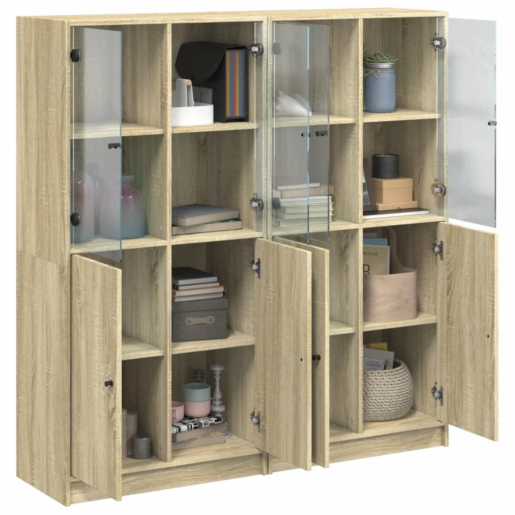 Bibliothèque avec portes chêne sonoma 136x37x142 cm - XIOS