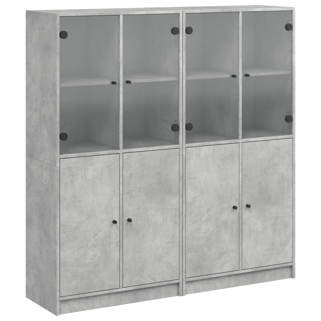 Bibliothèque avec portes gris béton 136x37x142 cm - XIOS