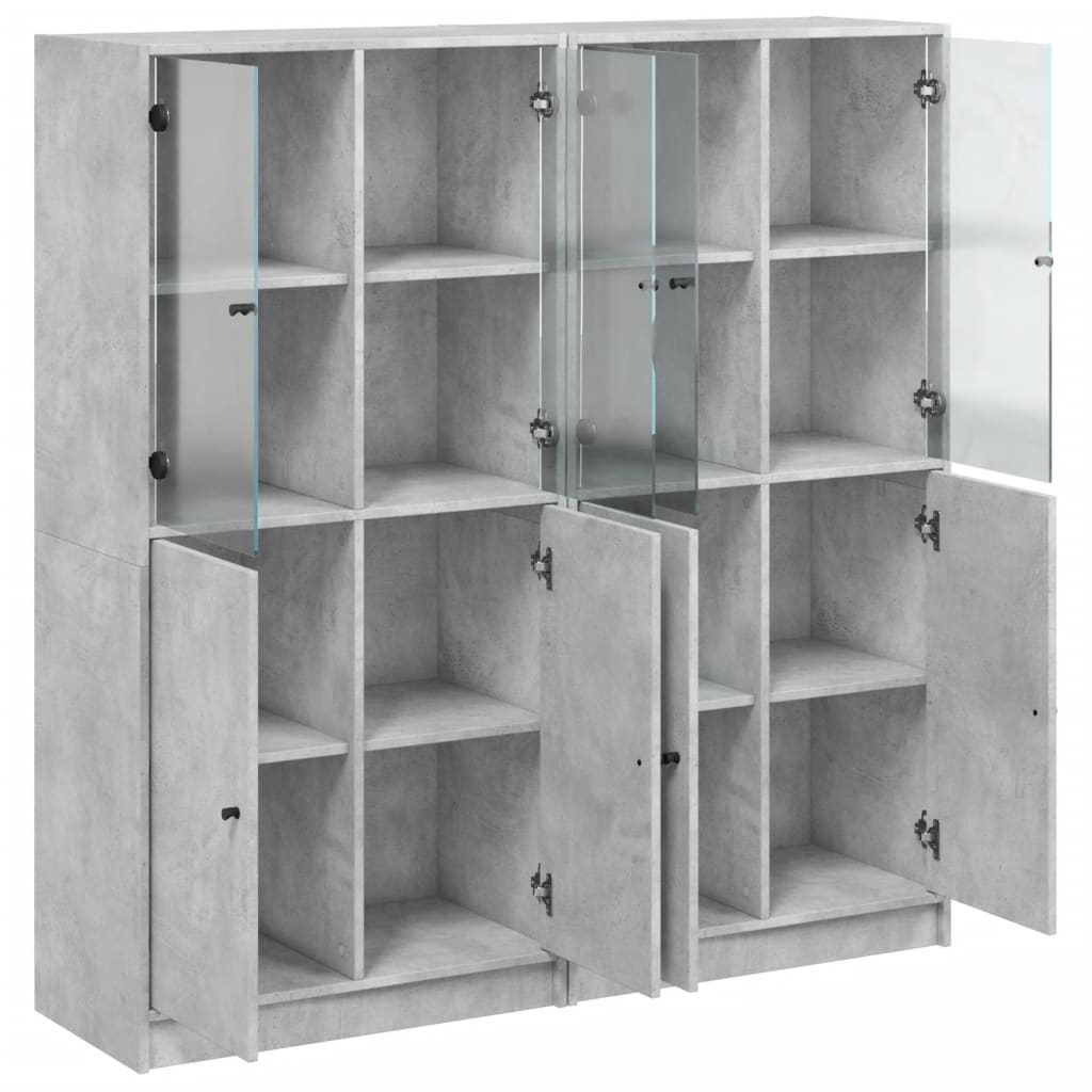 Bibliothèque avec portes gris béton 136x37x142 cm - XIOS