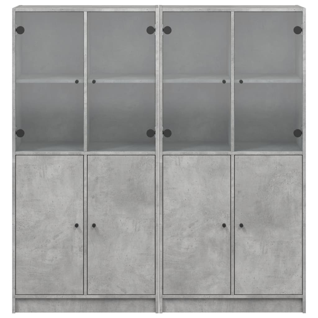 Bibliothèque avec portes gris béton 136x37x142 cm - XIOS