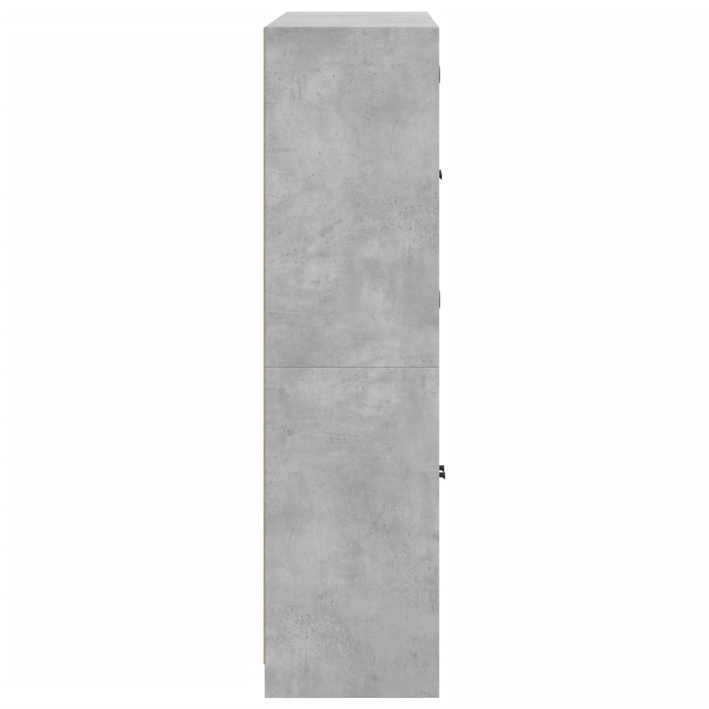 Bibliothèque avec portes gris béton 136x37x142 cm - XIOS
