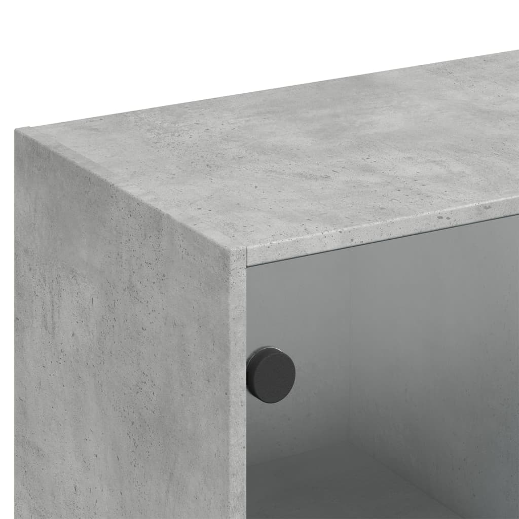 Bibliothèque avec portes gris béton 136x37x142 cm - XIOS