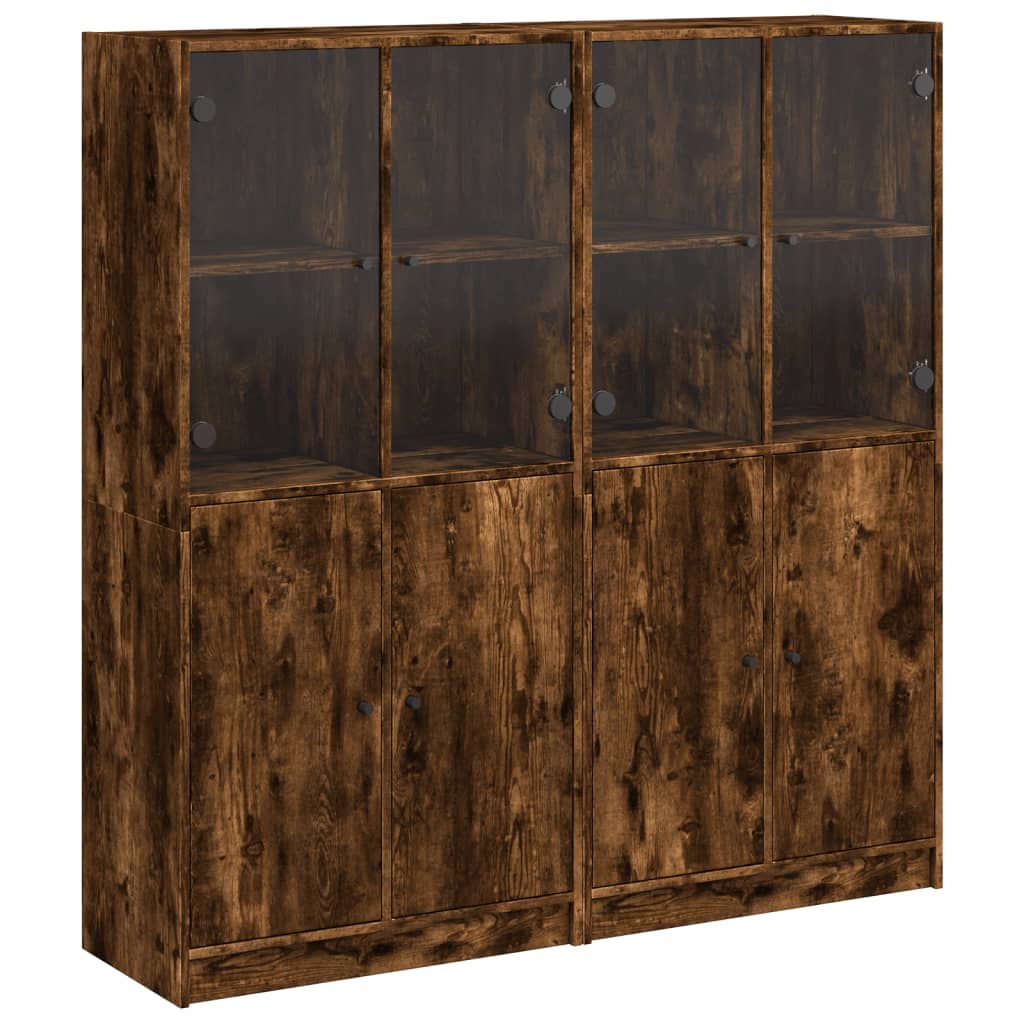 Bibliothèque avec portes chêne fumé 136x37x142 cm - XIOS