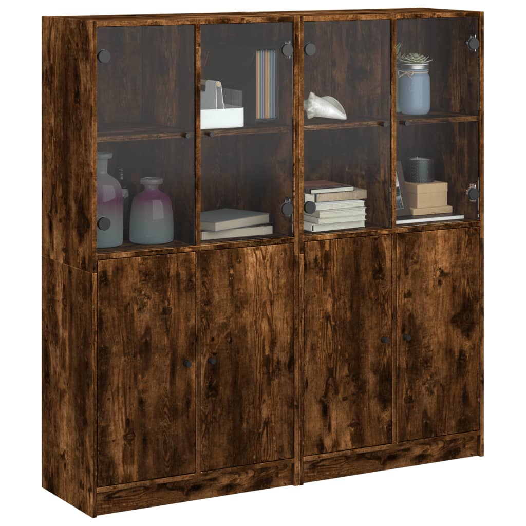Bibliothèque avec portes chêne fumé 136x37x142 cm - XIOS