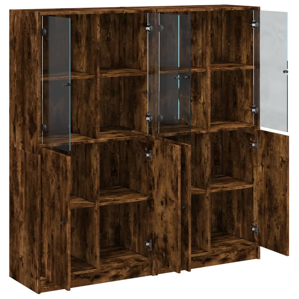 Bibliothèque avec portes chêne fumé 136x37x142 cm - XIOS