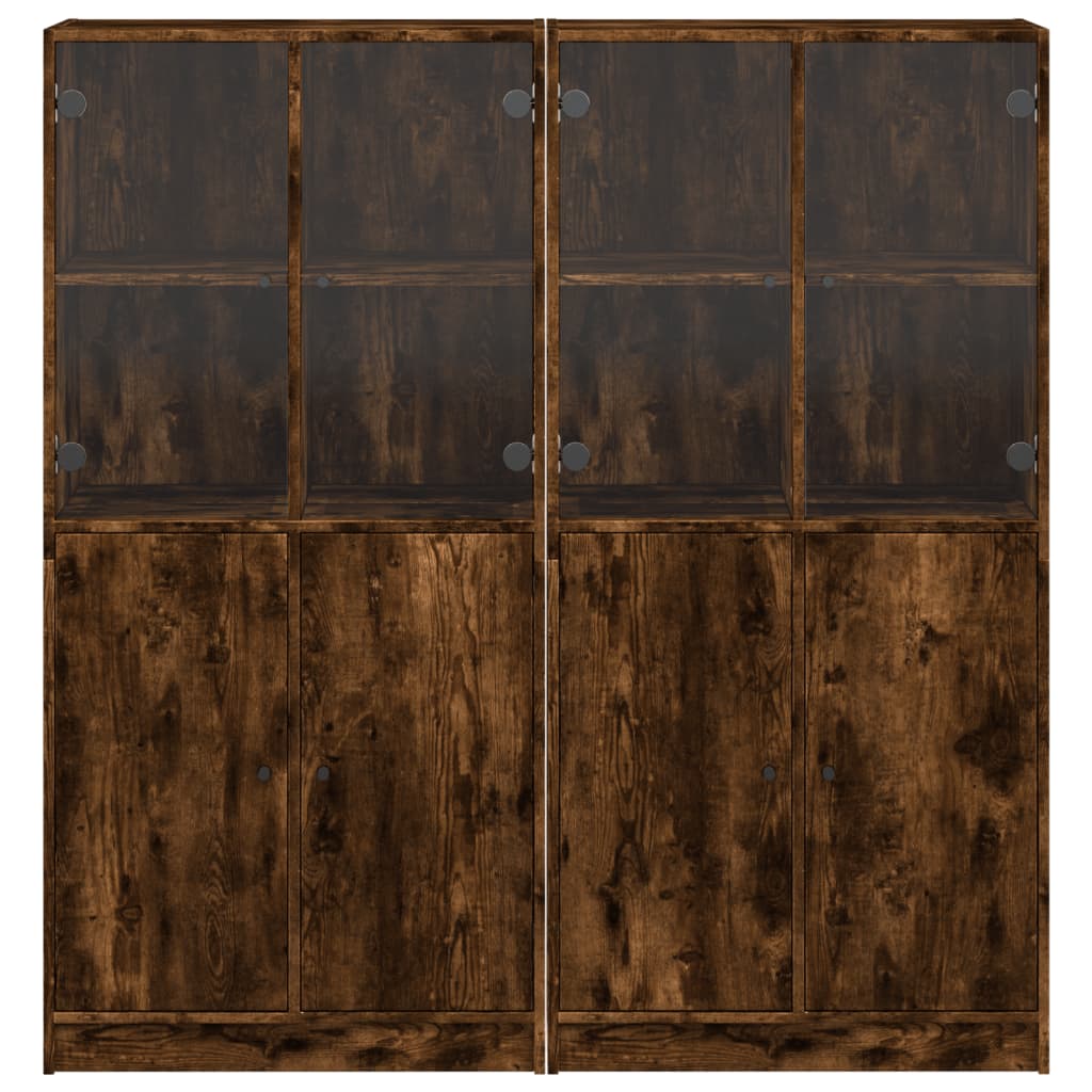 Bibliothèque avec portes chêne fumé 136x37x142 cm - XIOS