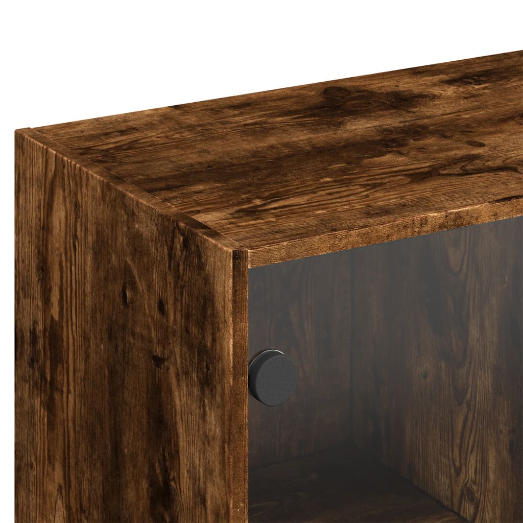 Bibliothèque avec portes chêne fumé 136x37x142 cm - XIOS