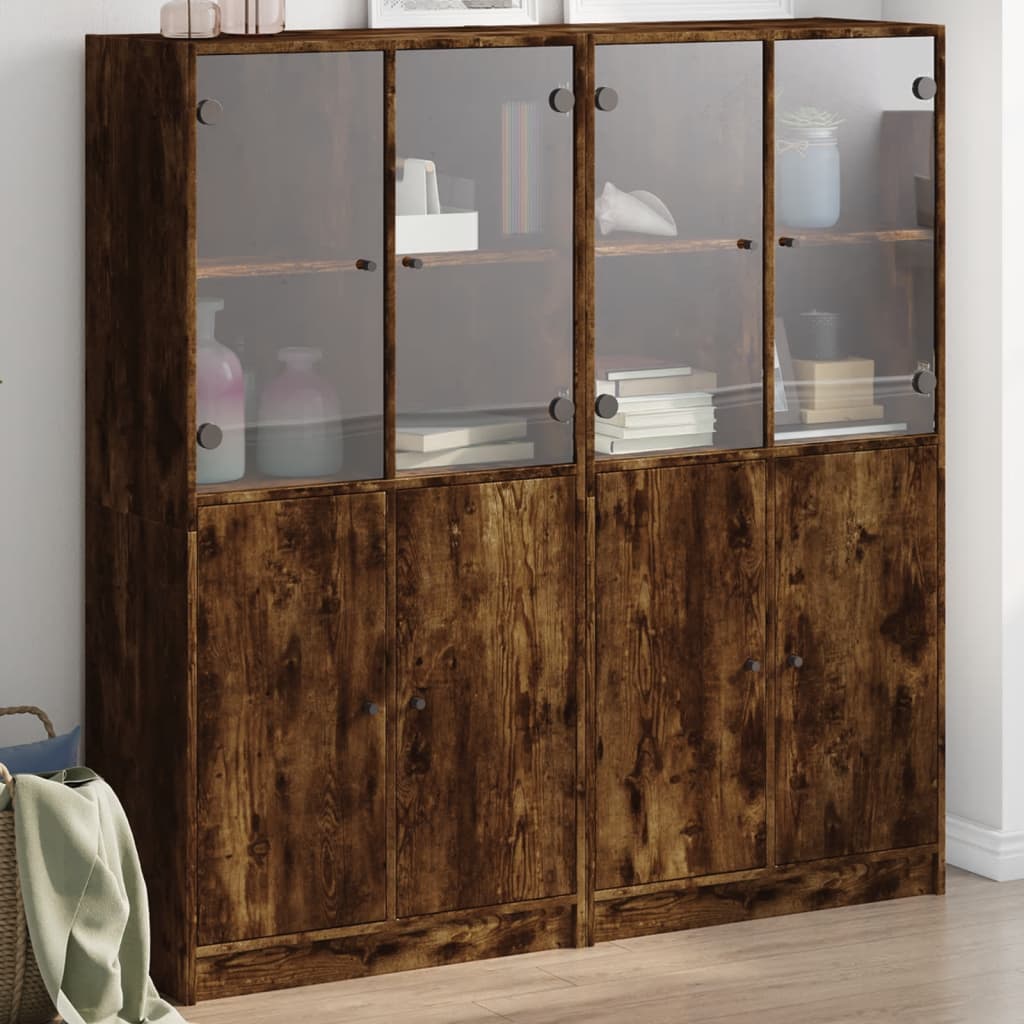 Bibliothèque avec portes chêne fumé 136x37x142 cm - XIOS