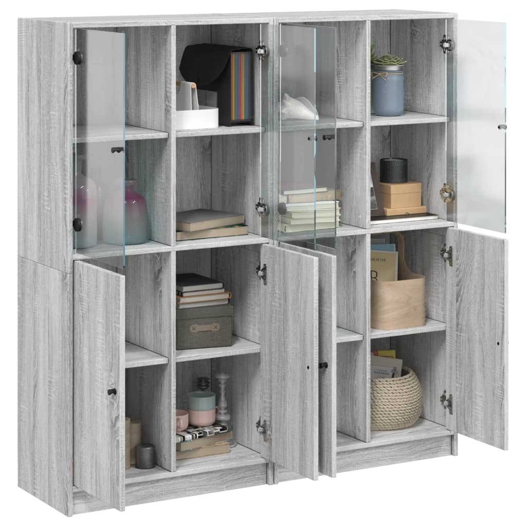 Bibliothèque avec portes sonoma gris 136x37x142 cm - XIOS