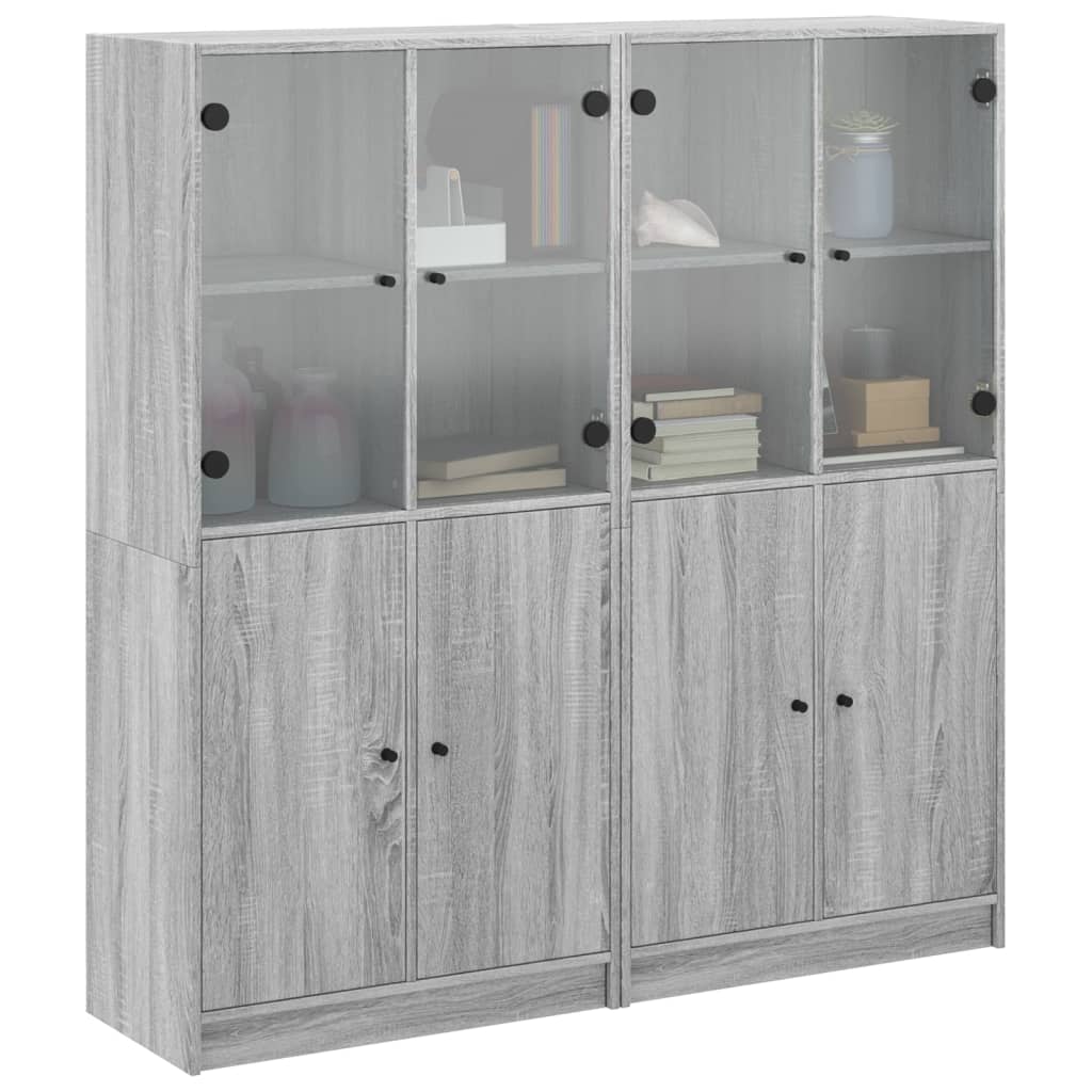 Bibliothèque avec portes sonoma gris 136x37x142 cm