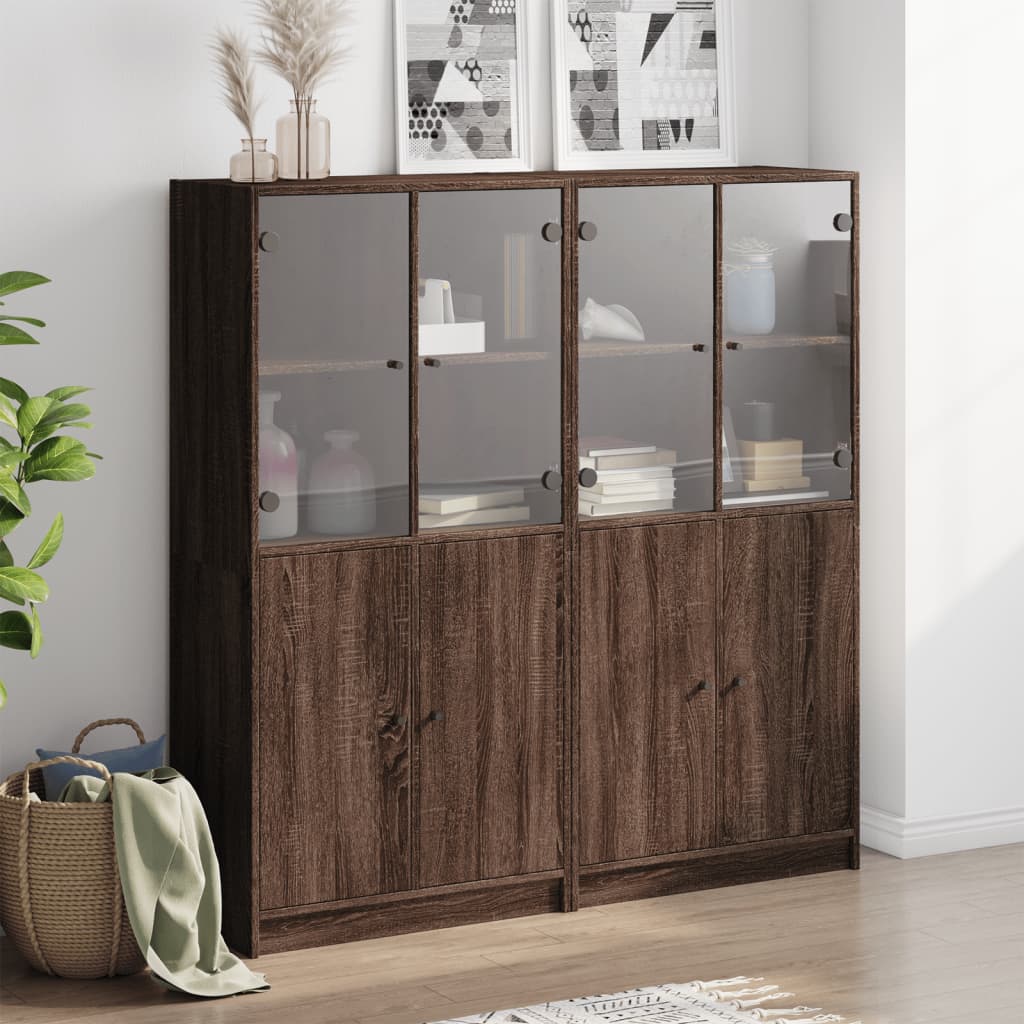 Bibliothèque avec portes chêne marron 136x37x142 cm - XIOS