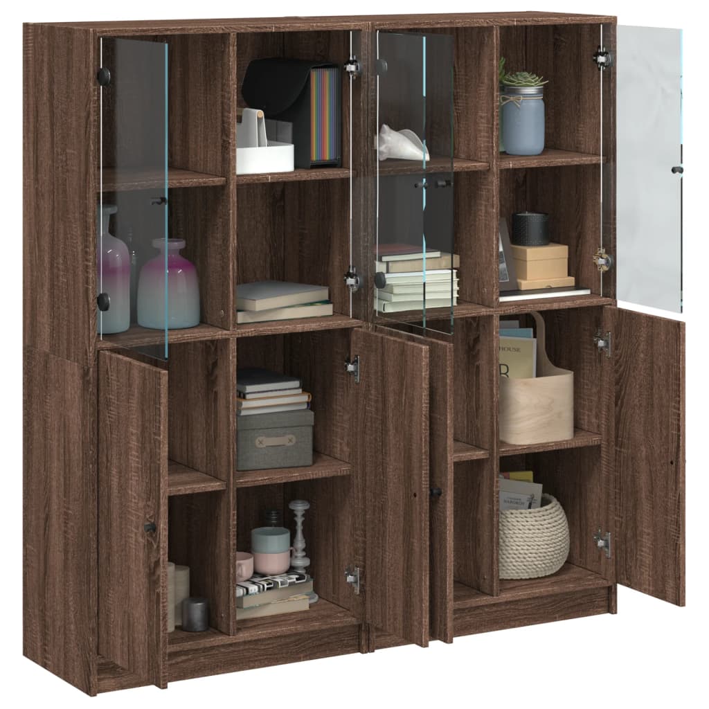 Bibliothèque avec portes chêne marron 136x37x142 cm - XIOS