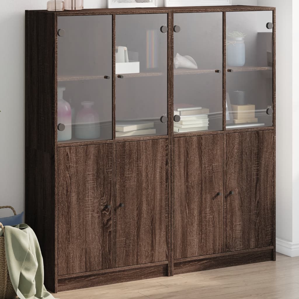 Bibliothèque avec portes chêne marron 136x37x142 cm - XIOS