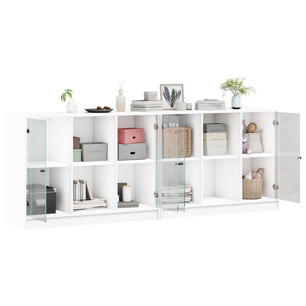 Bibliothèque avec portes blanc 204x37x75 cm bois d'ingénierie - XIOS