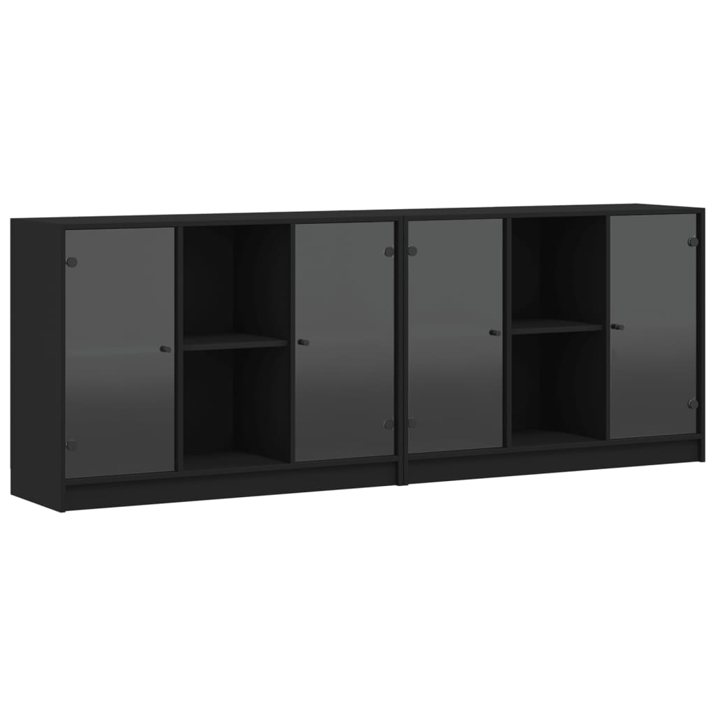 Bibliothèque avec portes noir 204x37x75 cm bois d'ingénierie - XIOS