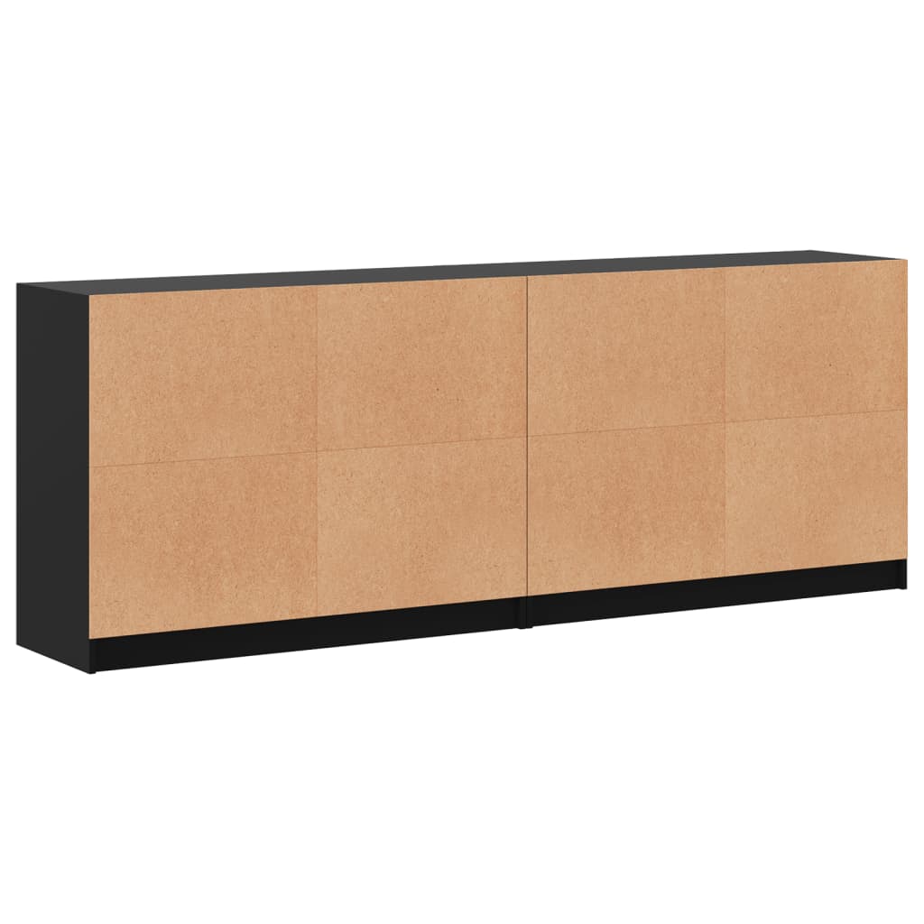 Bibliothèque avec portes noir 204x37x75 cm bois d'ingénierie - XIOS