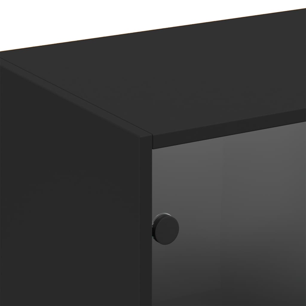 Bibliothèque avec portes noir 204x37x75 cm bois d'ingénierie - XIOS