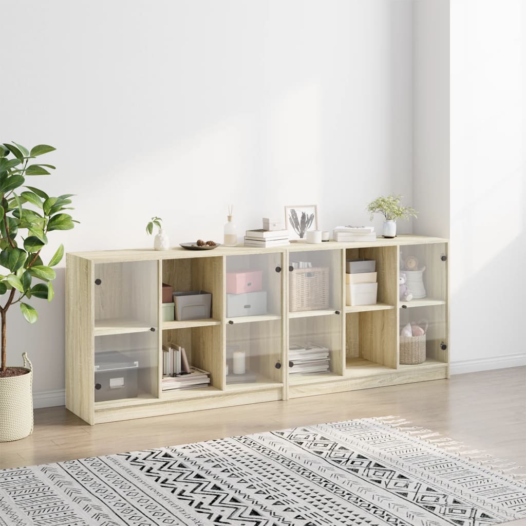Bibliothèque avec portes chêne sonoma 204x37x75 cm - XIOS