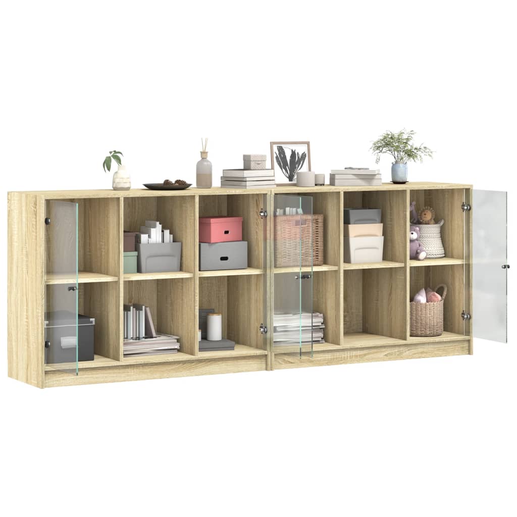 Bibliothèque avec portes chêne sonoma 204x37x75 cm - XIOS