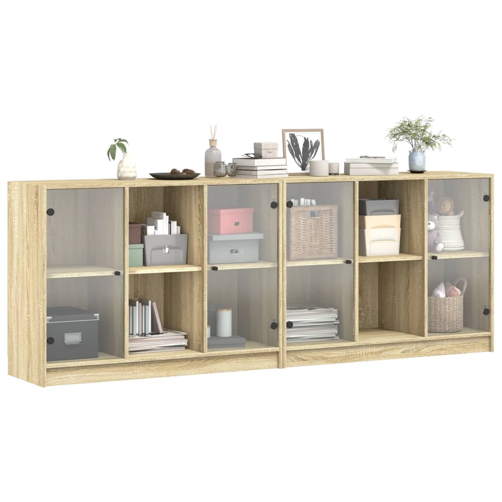 Bibliothèque avec portes chêne sonoma 204x37x75 cm - XIOS