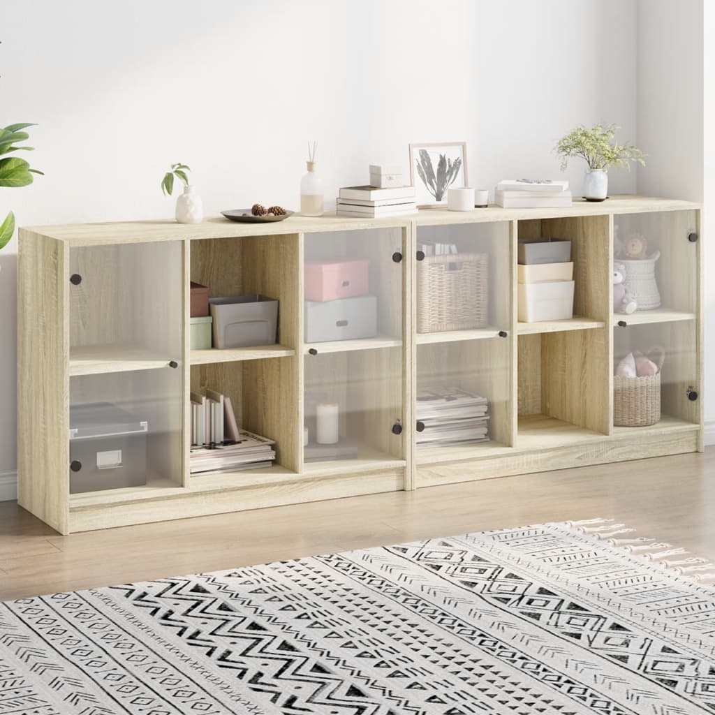 Bibliothèque avec portes chêne sonoma 204x37x75 cm - XIOS