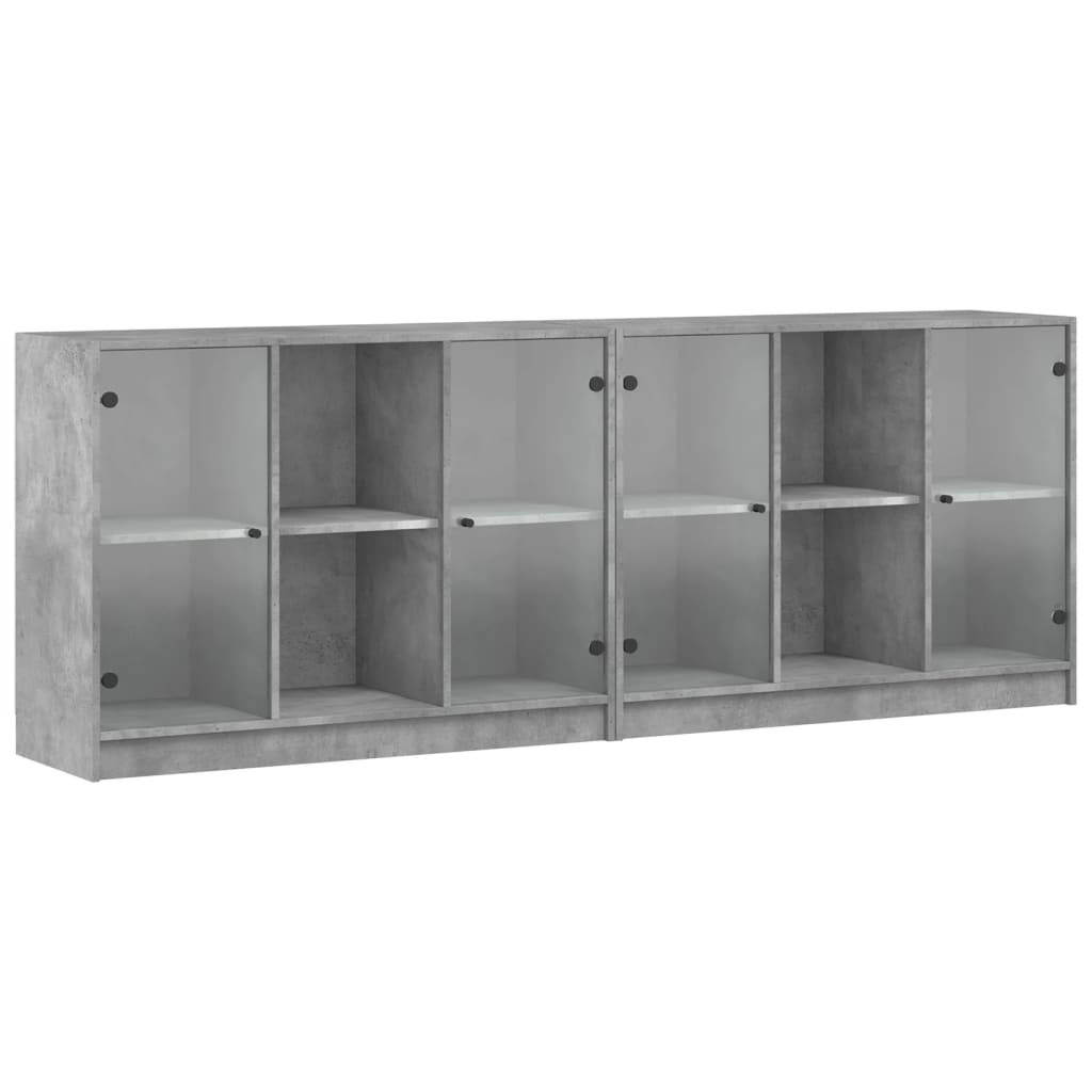 Bibliothèque avec portes gris béton 204x37x75 cm - XIOS