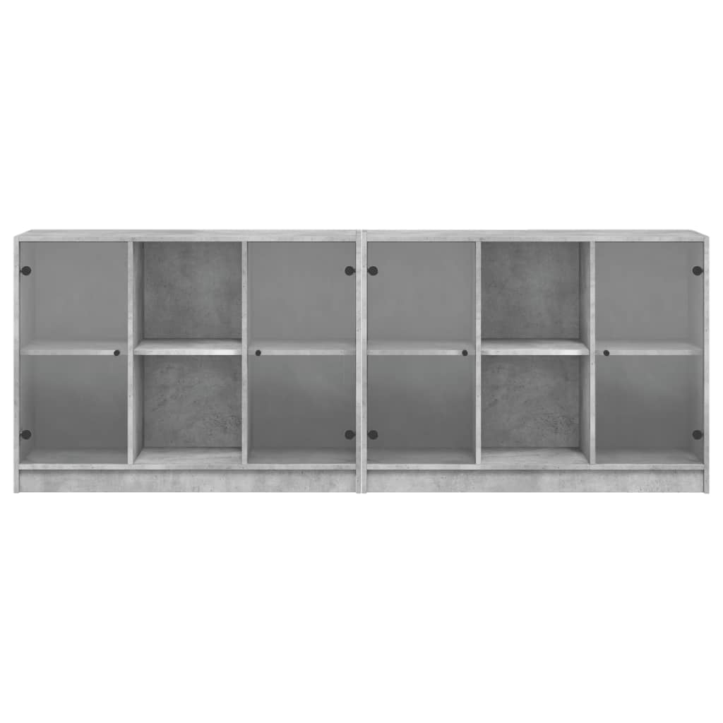 Bibliothèque avec portes gris béton 204x37x75 cm - XIOS