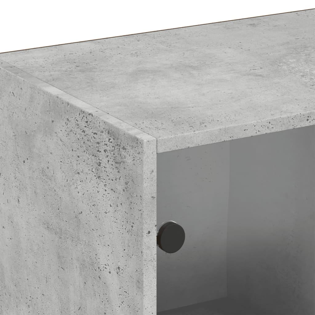 Bibliothèque avec portes gris béton 204x37x75 cm - XIOS