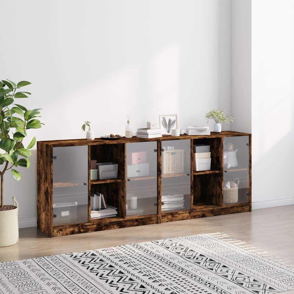 Bibliothèque avec portes chêne fumé 204x37x75 cm - XIOS