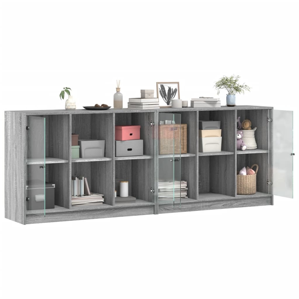 Bibliothèque avec portes sonoma gris 204x37x75 cm - XIOS