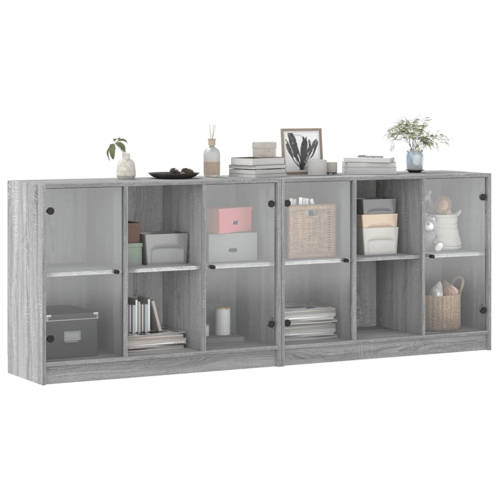 Bibliothèque avec portes sonoma gris 204x37x75 cm - XIOS