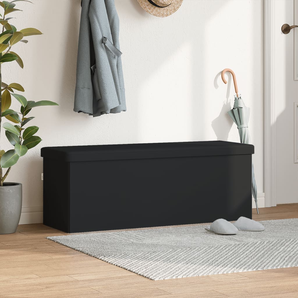 Banc de rangement pliable noir PVC - XIOS