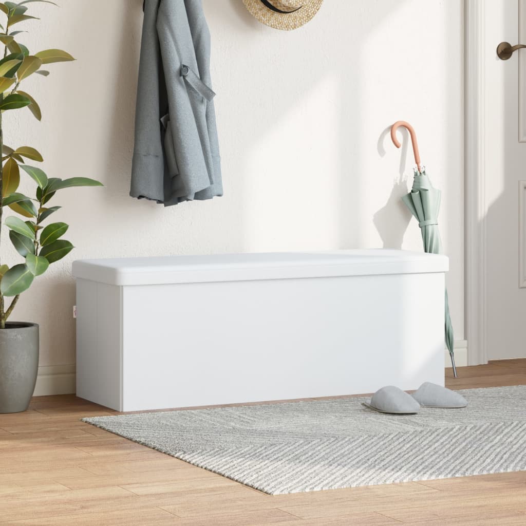 Banc de rangement pliable blanc PVC - XIOS