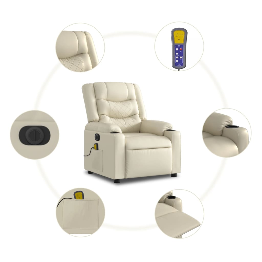 Fauteuil de massage inclinable électrique crème similicuir - XIOS