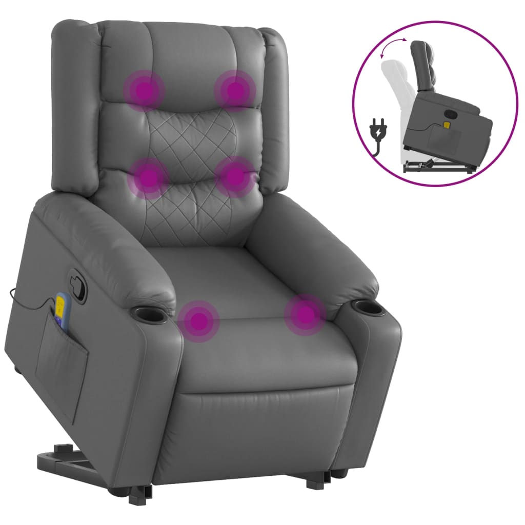 Fauteuil inclinable de massage Gris Similicuir Fauteuils vidaXL