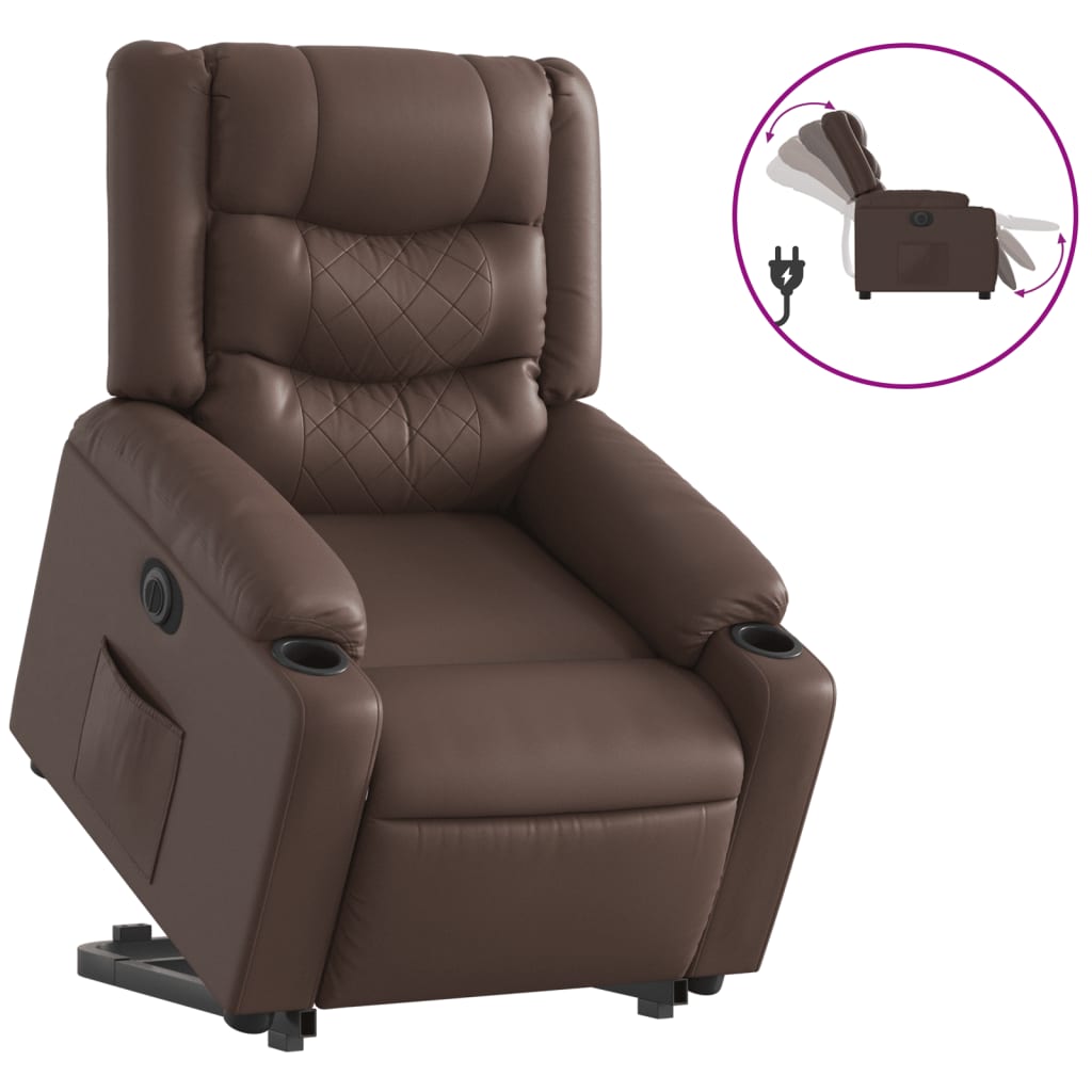 Fauteuil inclinable électrique marron similicuir - XIOS