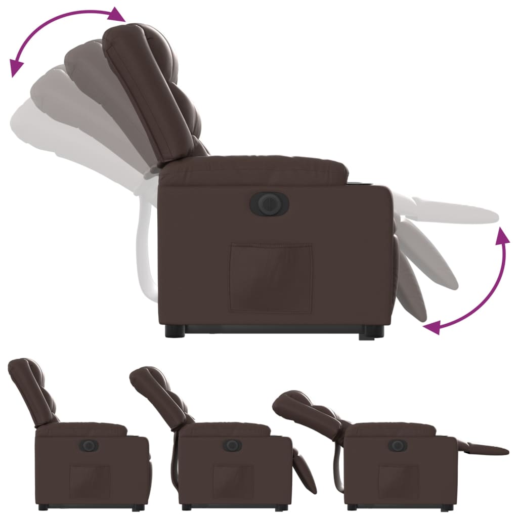 Fauteuil inclinable électrique marron similicuir - XIOS