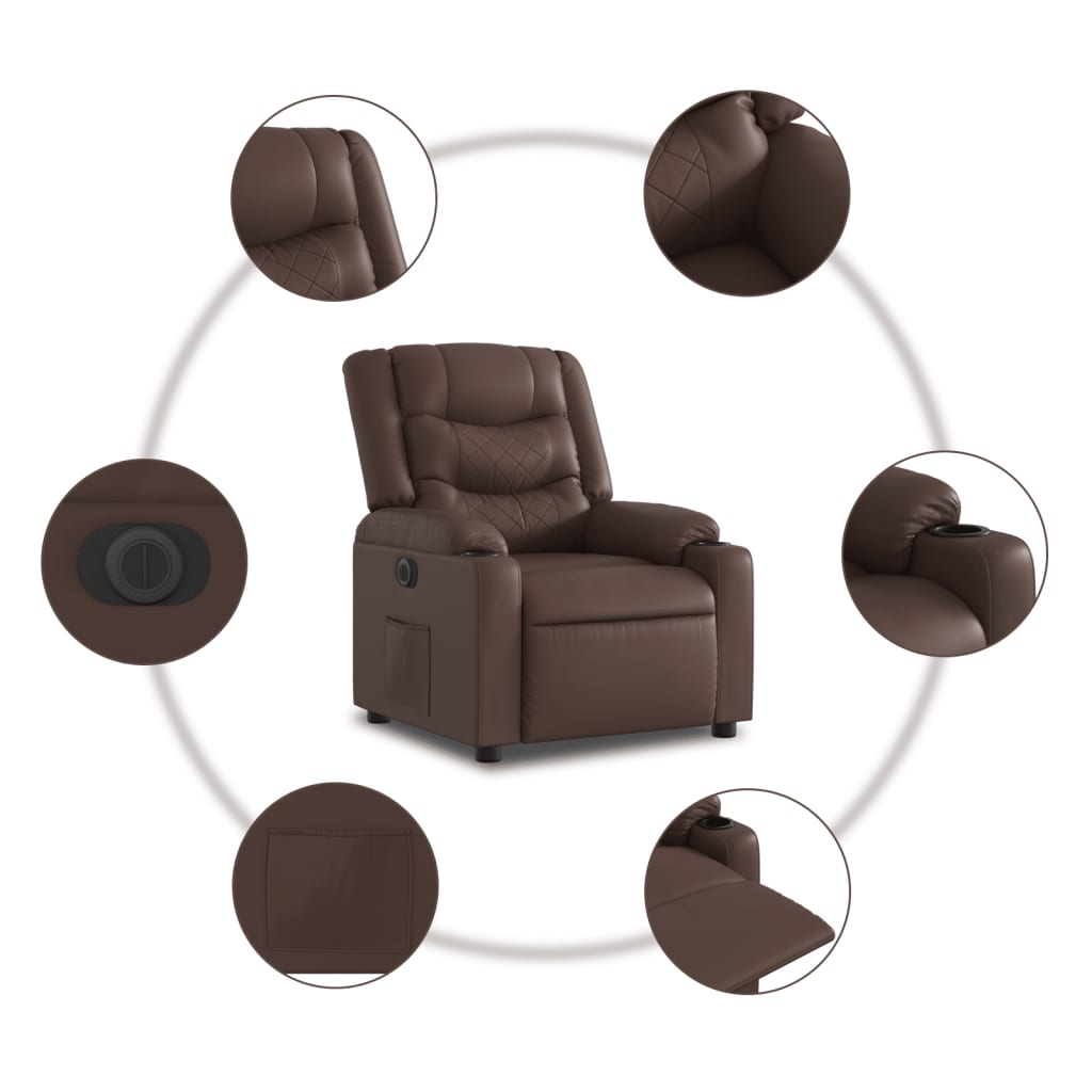 Fauteuil inclinable électrique marron similicuir - XIOS