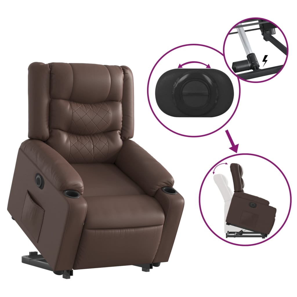 Fauteuil inclinable électrique marron similicuir - XIOS