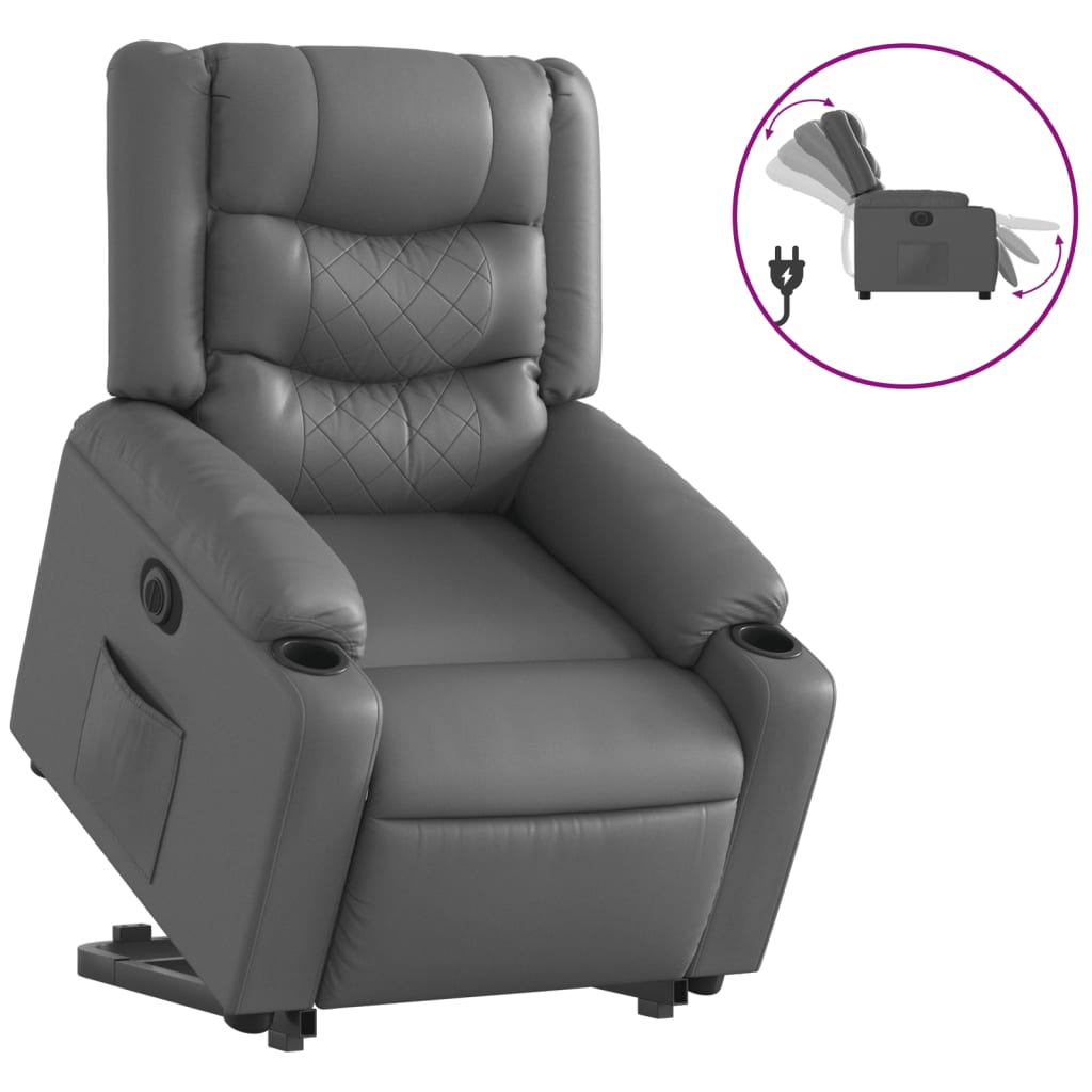 Fauteuil inclinable électrique gris similicuir - XIOS