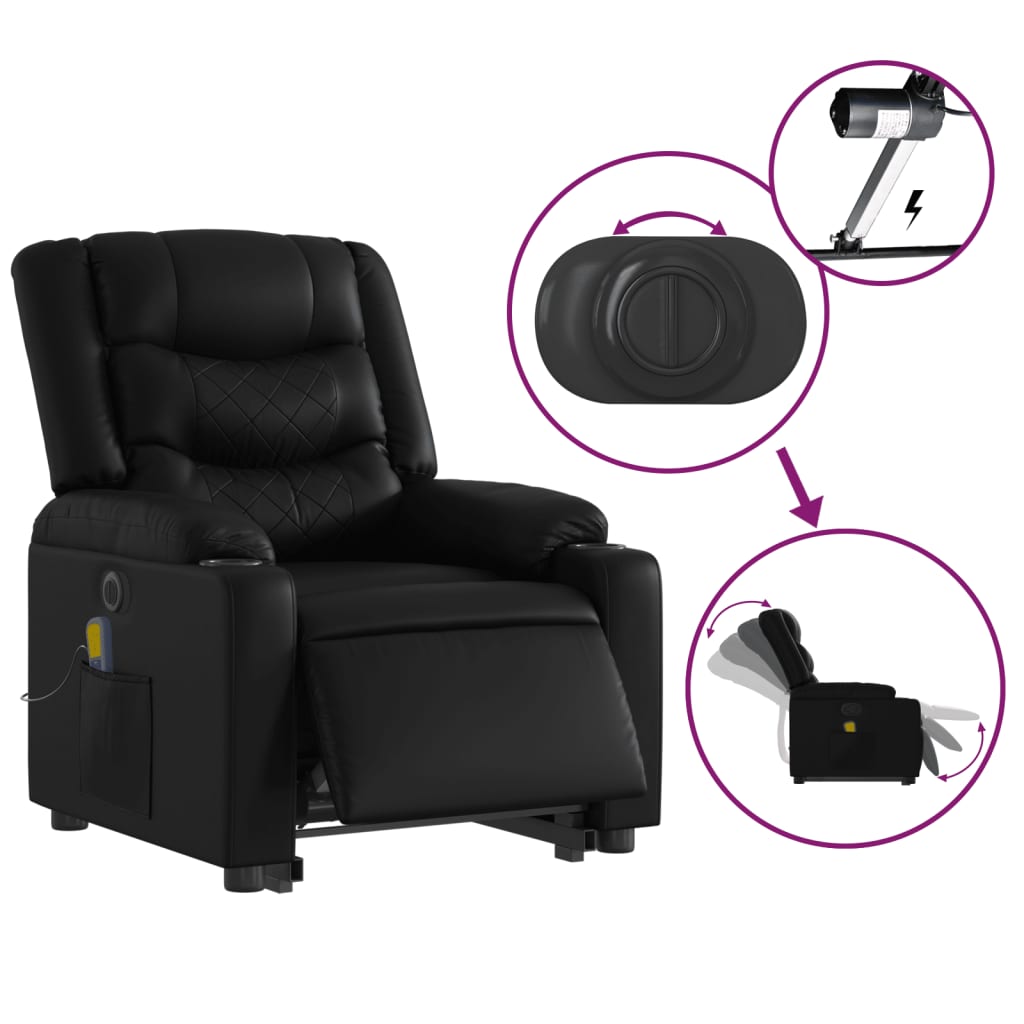 Fauteuil inclinable de massage électrique noir similicuir - XIOS
