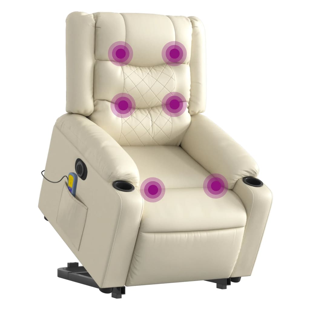Fauteuil inclinable de massage électrique crème similicuir - XIOS