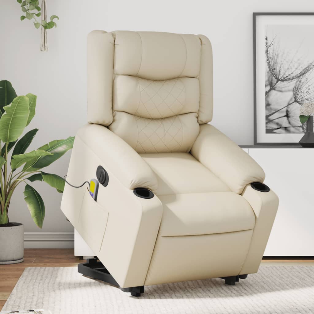 Fauteuil inclinable de massage électrique crème similicuir - XIOS