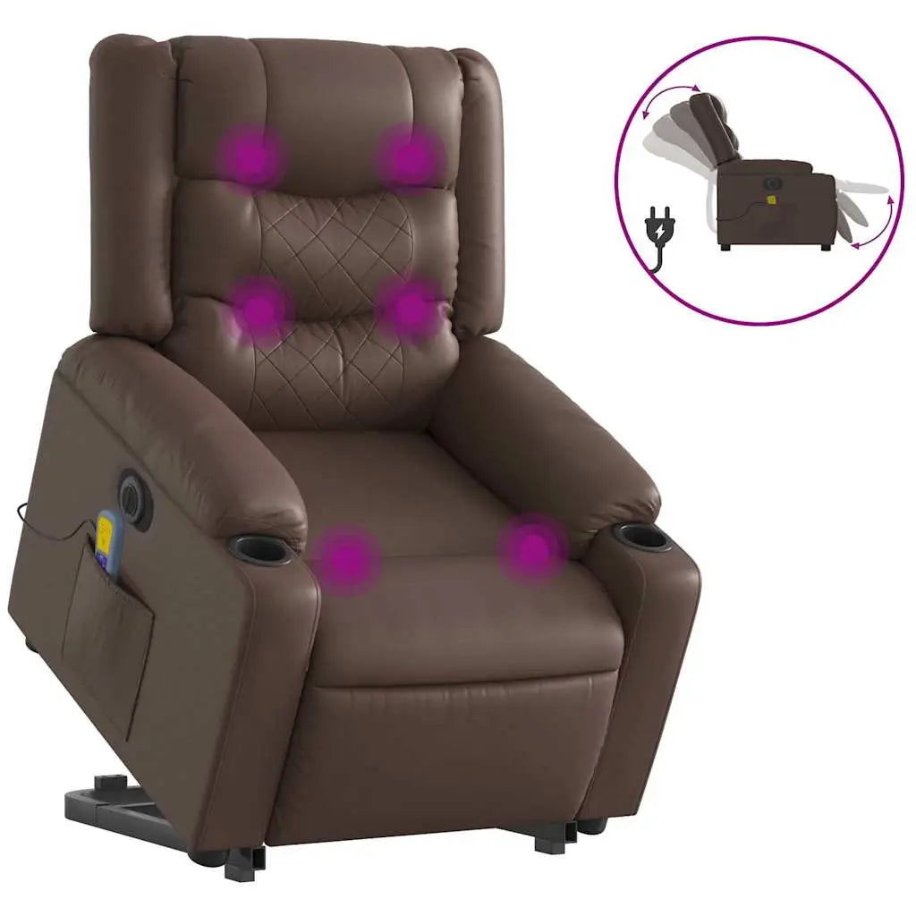 Fauteuil inclinable de massage électrique marron similicuir - XIOS