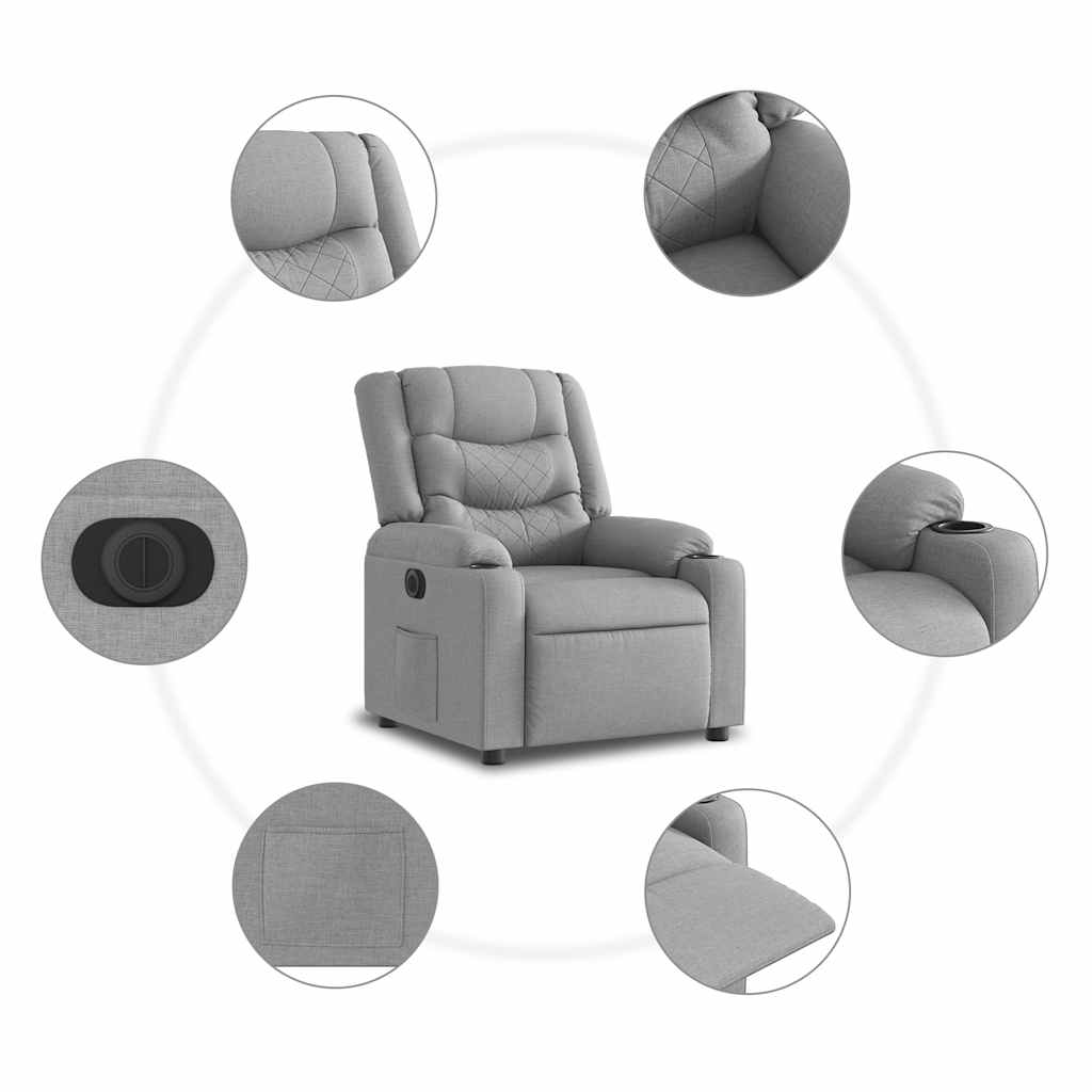 Fauteuil inclinable électrique Gris clair Tissu - XIOS