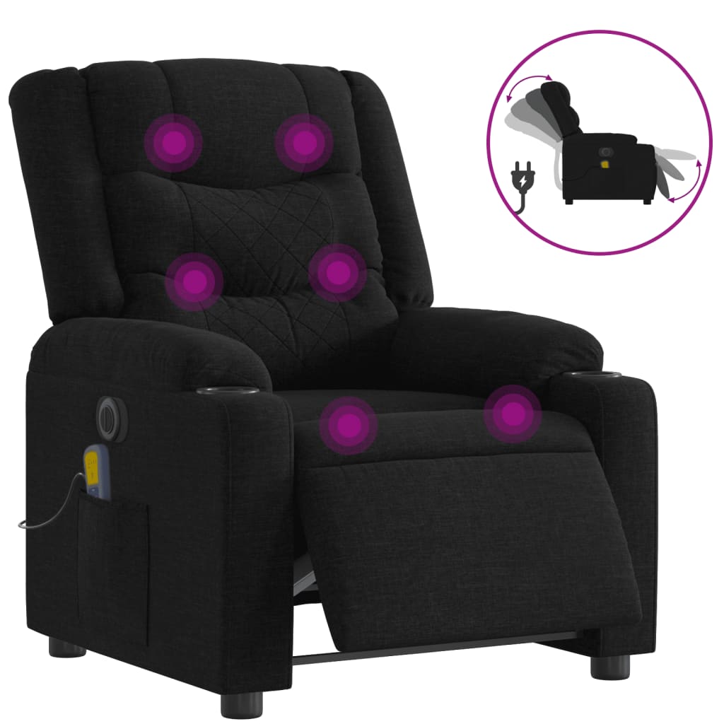 Fauteuil de massage inclinable électrique Noir Tissu - XIOS