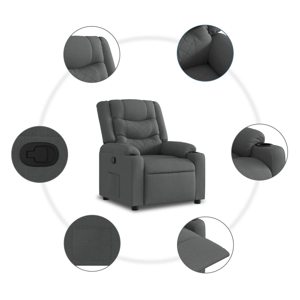 Fauteuil inclinable Gris foncé Tissu - XIOS
