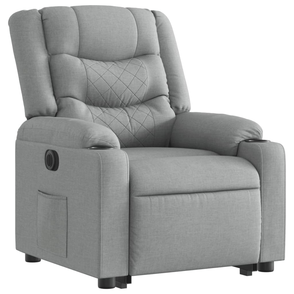 Fauteuil inclinable électrique gris clair tissu - XIOS